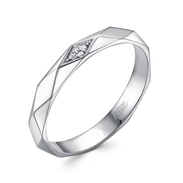 Обручальное кольцо из белого золота с бриллиантами (053780)