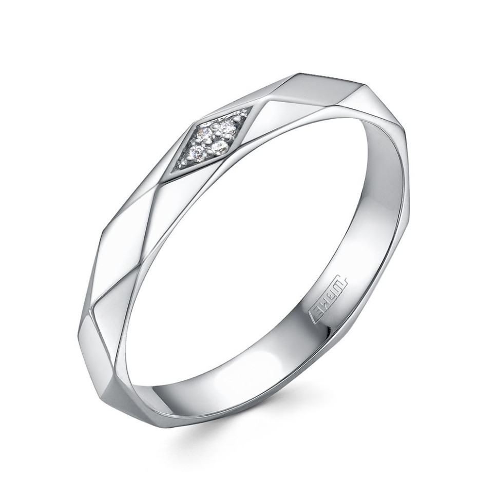 Обручальное кольцо из белого золота с бриллиантами (053780)