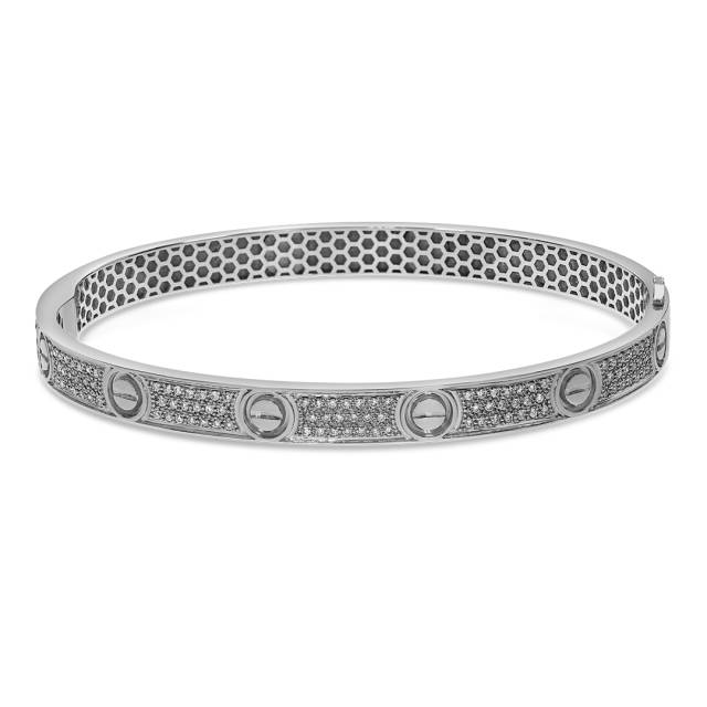 Браслет жёсткий из белого золота с бриллиантами  (060523)