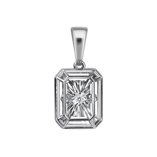 Кулон из белого золота с "танцующим" бриллиантом (063028)