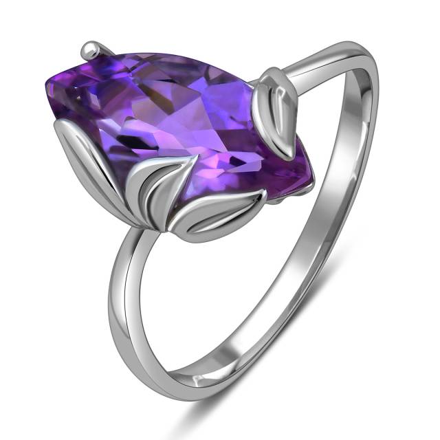 Кольцо из белого золота с аметистом (020719)