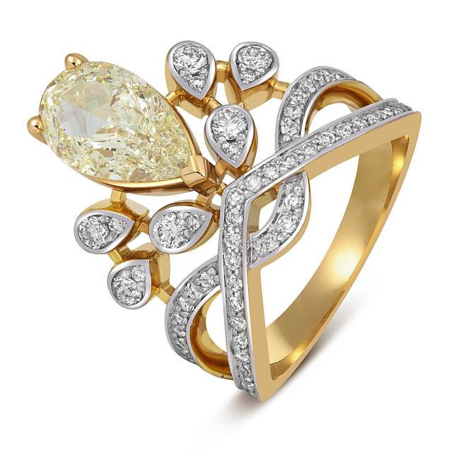 Кольцо из жёлтого золота с бриллиантами (052381)