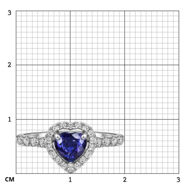 Помолвочное кольцо из белого золота с бриллиантами и танзанитом "Сердце" (063712)