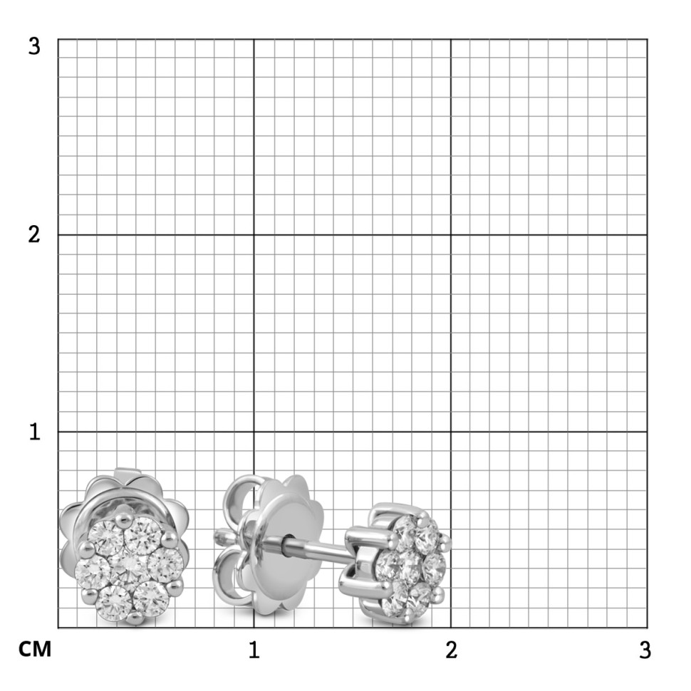 Серьги пусеты из белого золота с бриллиантами 