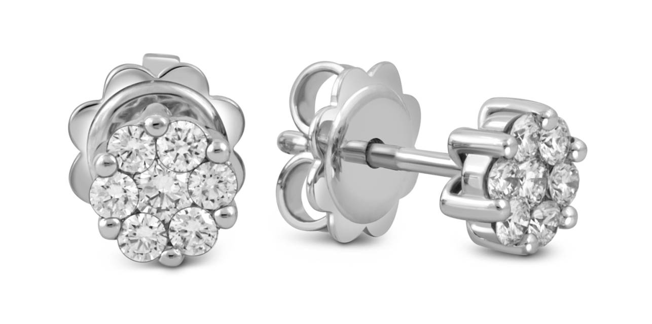 Серьги пусеты из белого золота с бриллиантами "Crivelli" (048945)