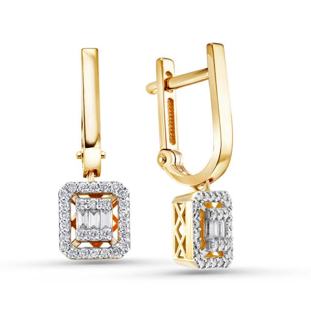 Серьги из жёлтого золота с бриллиантами (060891)