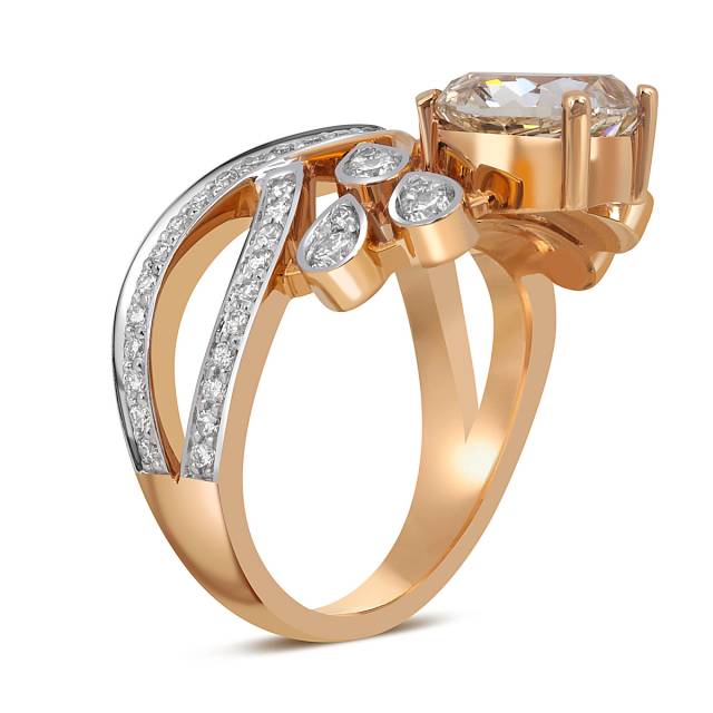 Кольцо из красного золота с бриллиантами (052382)