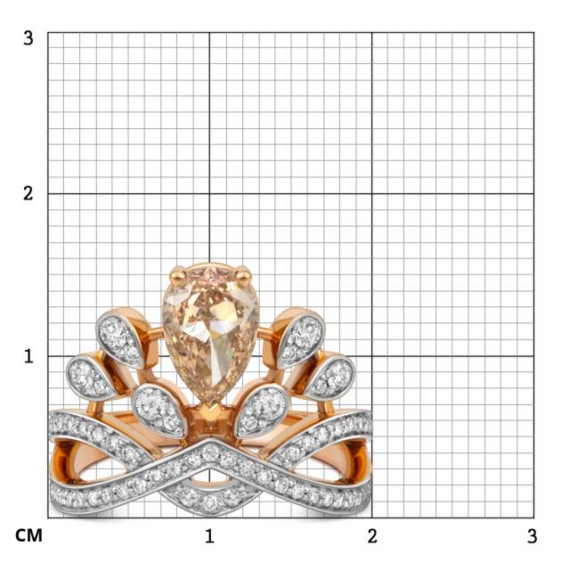 Кольцо из красного золота с бриллиантами (052382)