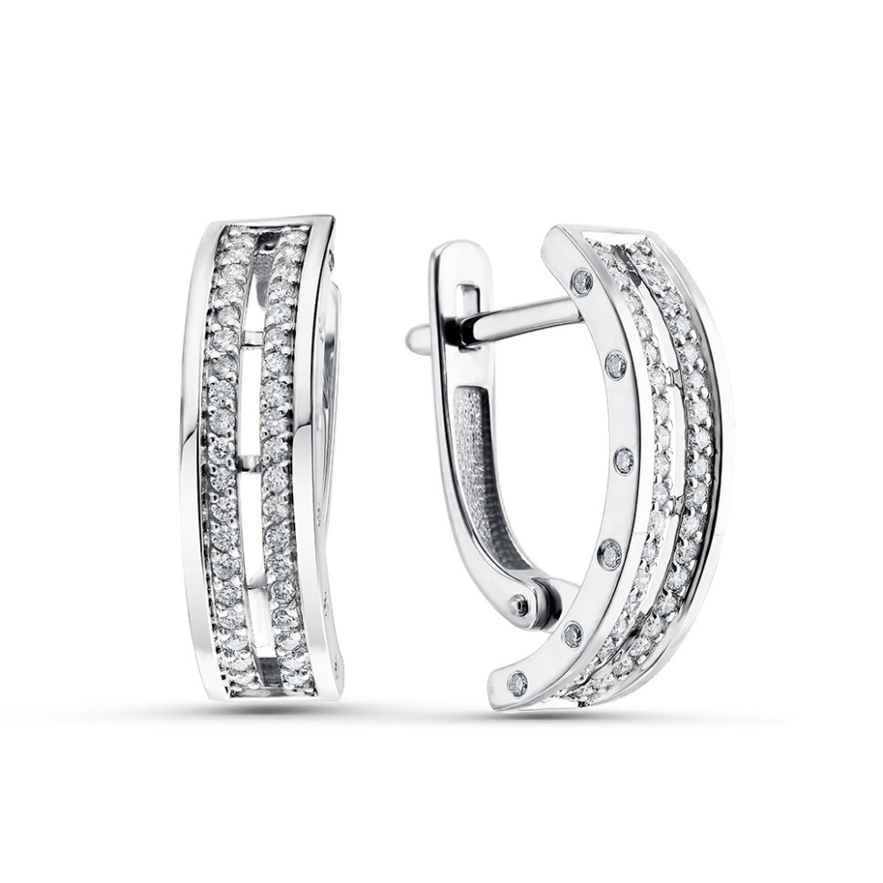 Серьги из белого золота с бриллиантами (055025)