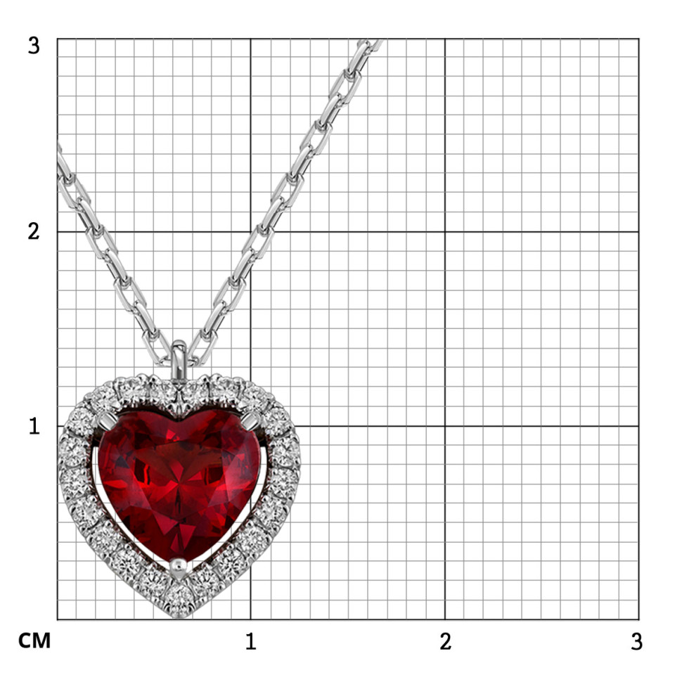 Колье из белого золота с бриллиантами и гранатом 