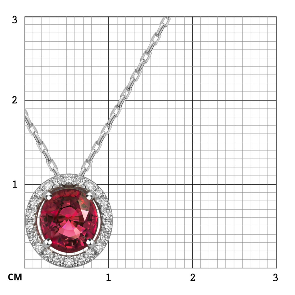 Кулон из белого золота с бриллиантами и шпинелью (060163)