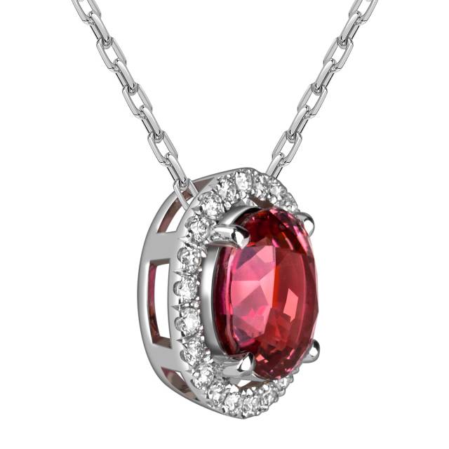 Колье из белого золота с бриллиантами и шпинелью (060163)