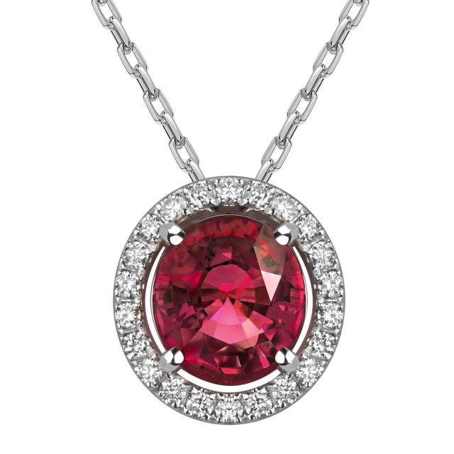 Колье из белого золота с бриллиантами и шпинелью (060163)