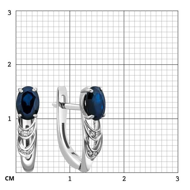 Серьги из белого золота с бриллиантами и сапфирами (024073)
