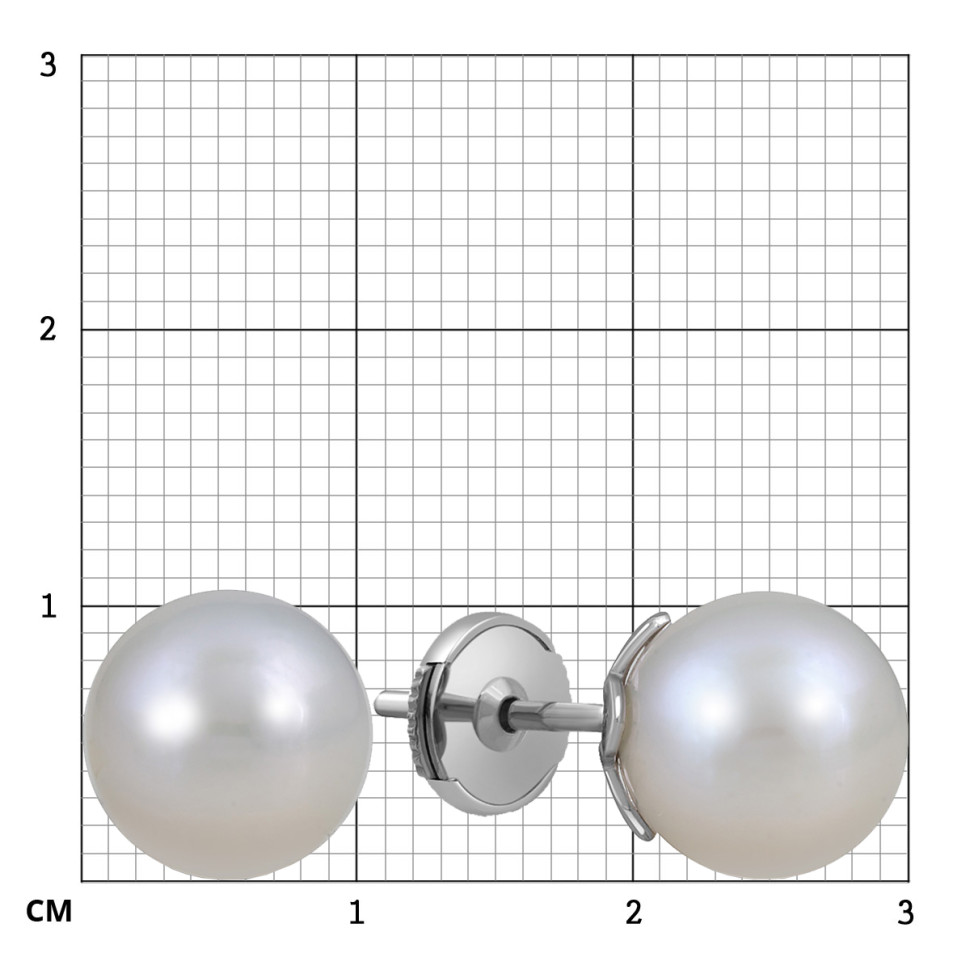 Серьги пусеты из белого золота с жемчугом (053463)