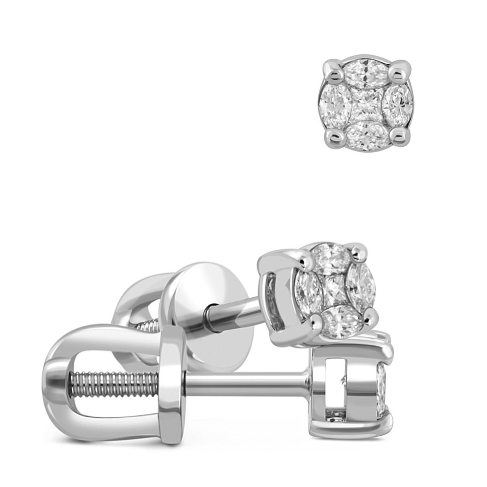 Серьги пусеты из белого золота с бриллиантами (042710)