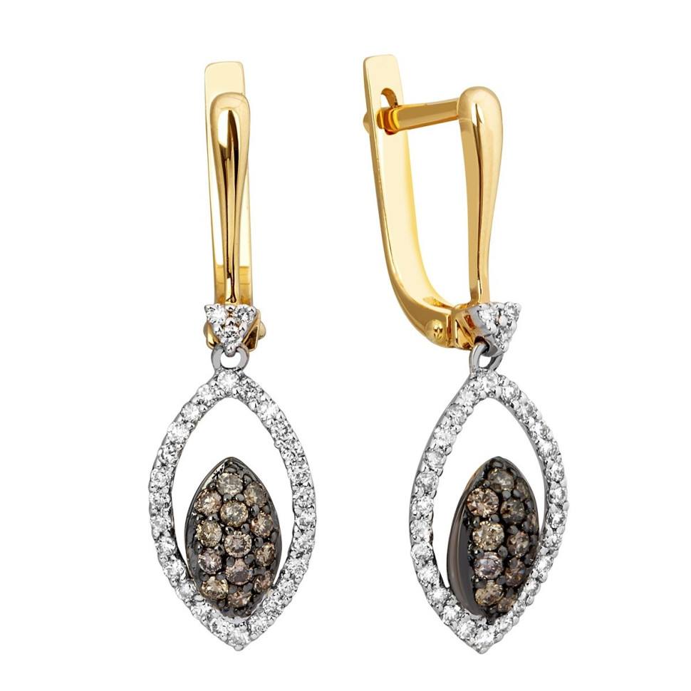 Серьги из жёлтого золота с бриллиантами (001277)