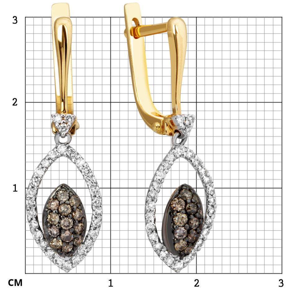 Серьги из жёлтого золота с бриллиантами (001277)