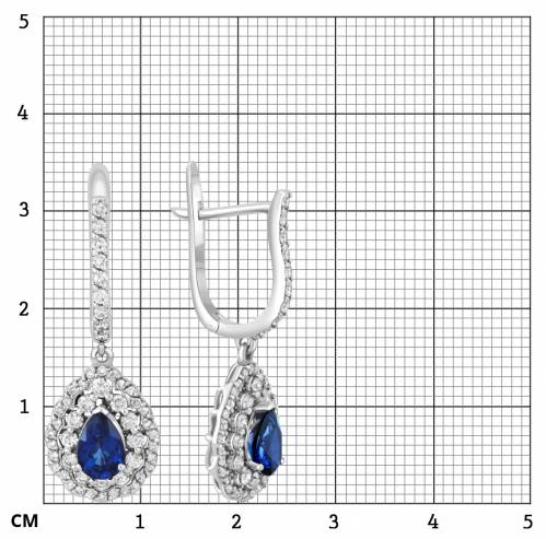 Серьги из белого золота с бриллиантами и сапфирами