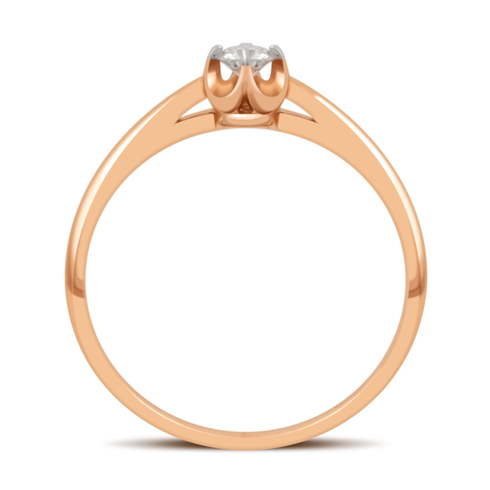 Помолвочное кольцо из красного золота с бриллиантом (032750)