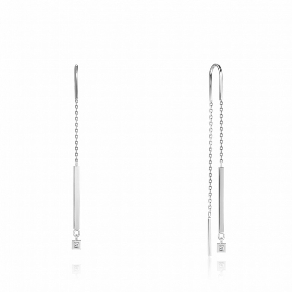 Серьги протяжки из белого золота с бриллиантами (047672)