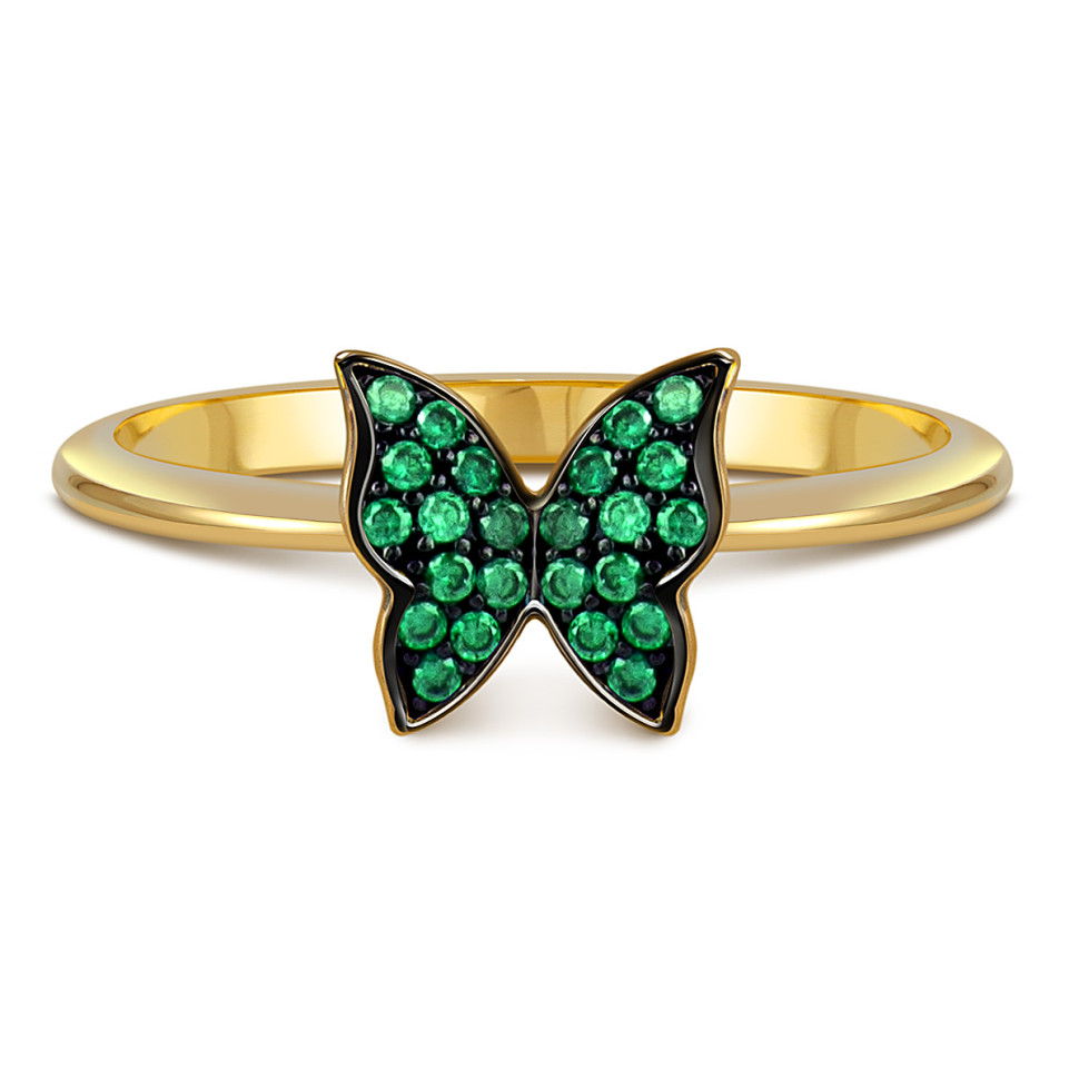 Кольцо из жёлтого золота с фианитами 