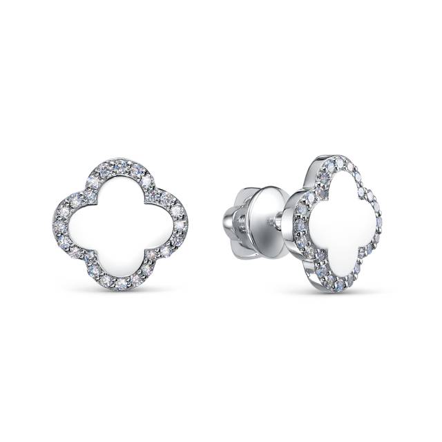 Серьги пусеты из платины с бриллиантами (058053)