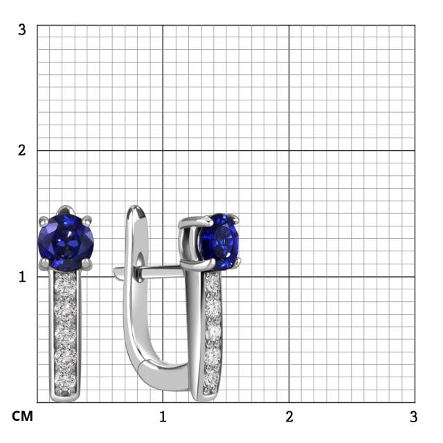 Серьги из белого золота с бриллиантами и сапфирами (049047)