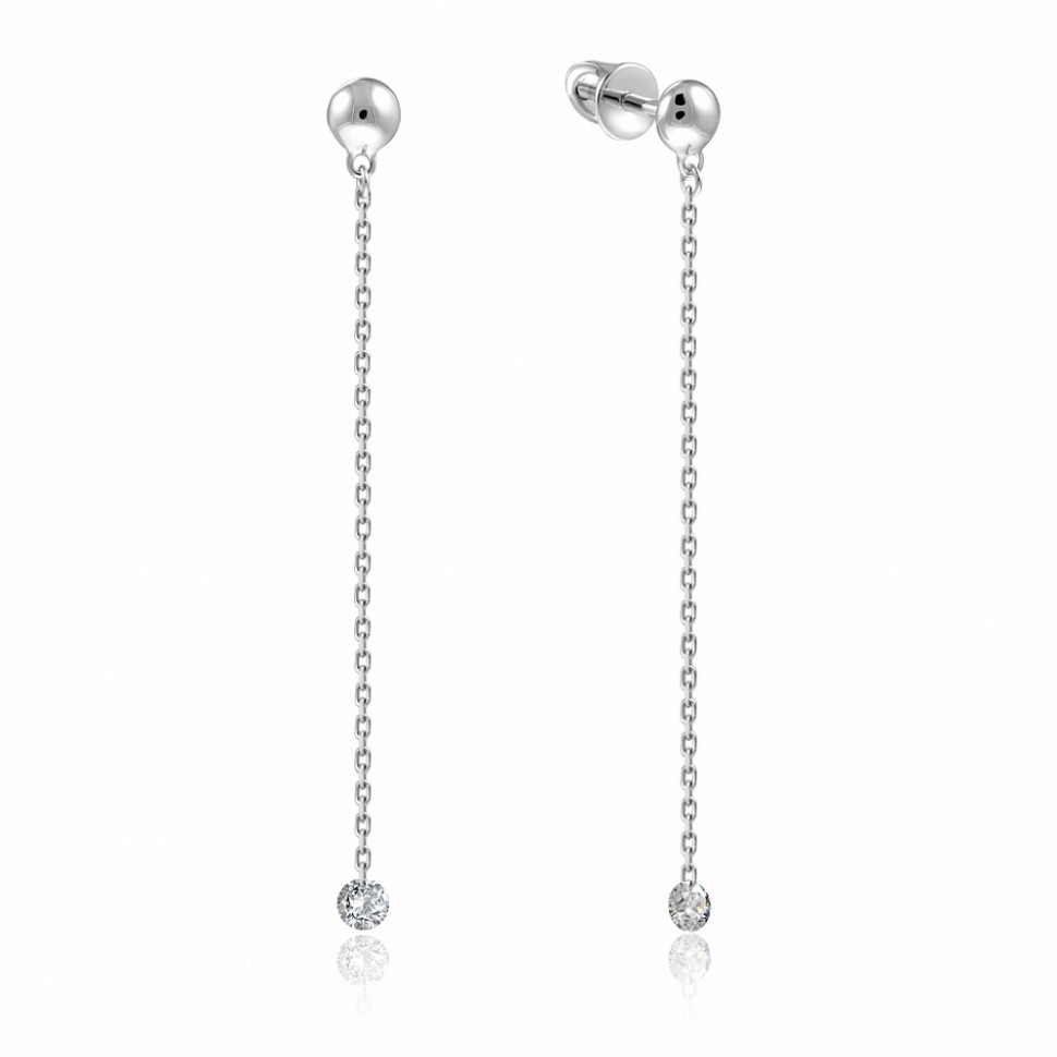 Серьги из белого золота с бриллиантами (047692)