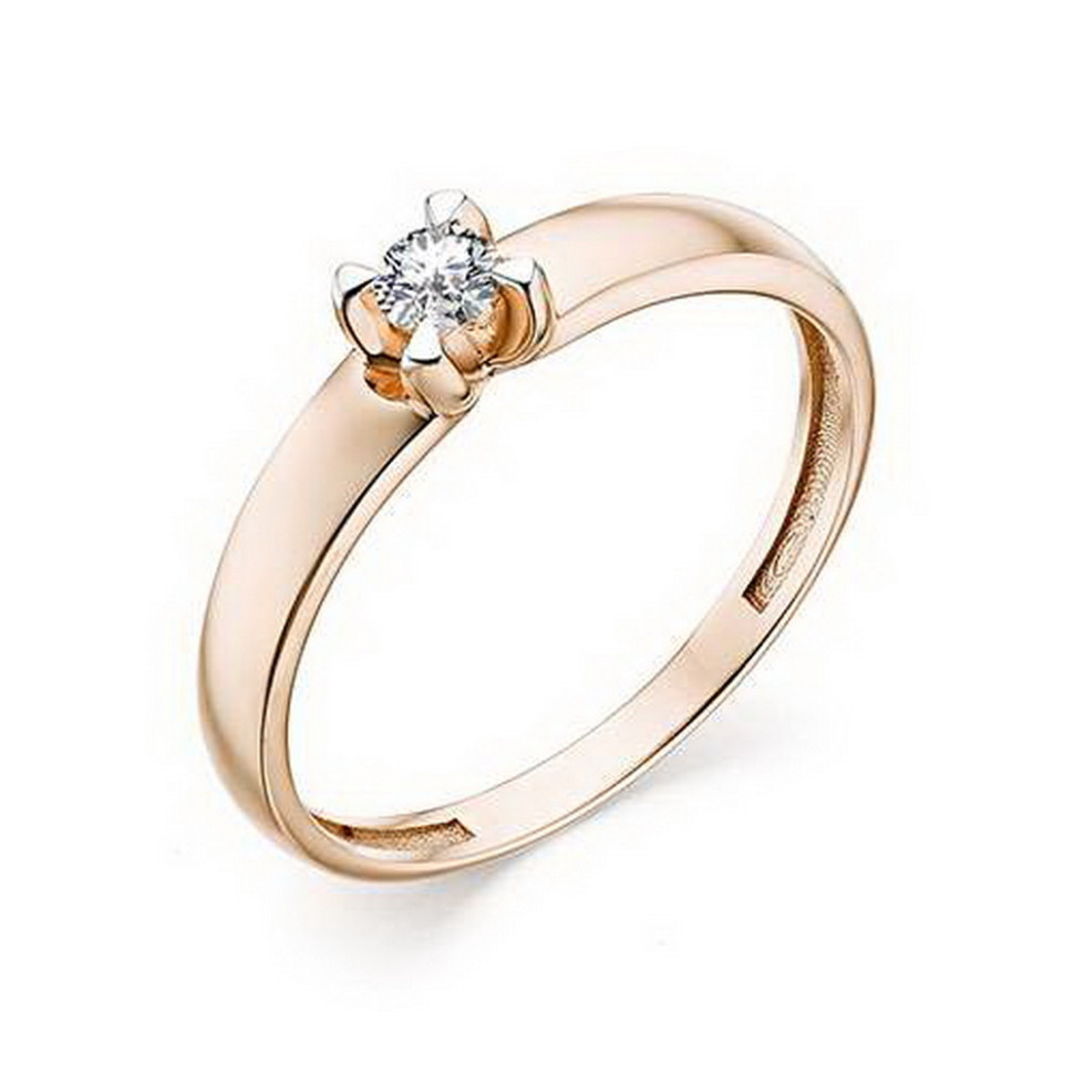 Помолвочное кольцо из красного золота с бриллиантом (031363)