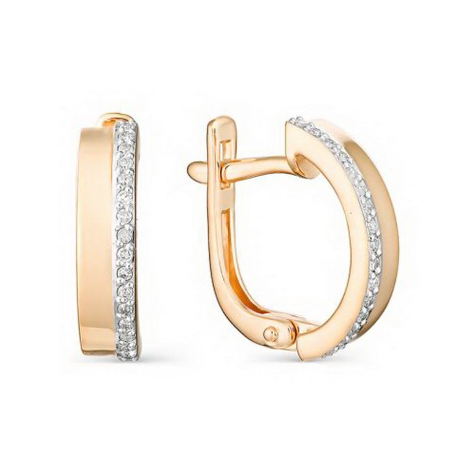 Серьги из комбинированного золота с бриллиантами (033144)