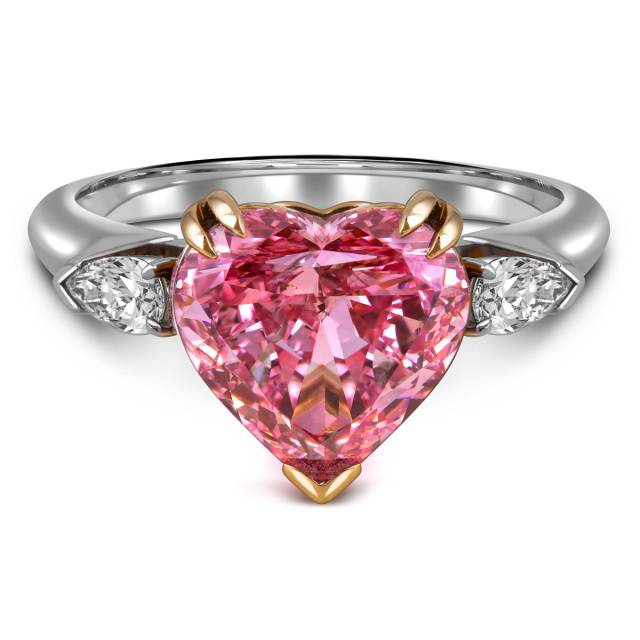 Помолвочное кольцо с розовым бриллиантом "Сердце" (060853)