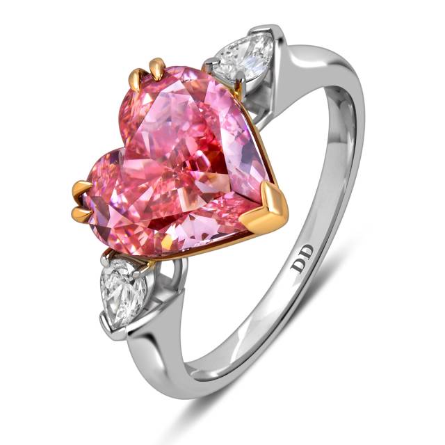 Помолвочное кольцо с розовым бриллиантом "Сердце" (060853)