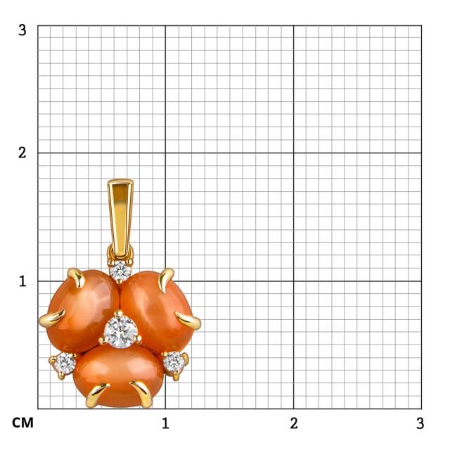 Кулон из жёлтого золота с кварцами и фианитами (057912)