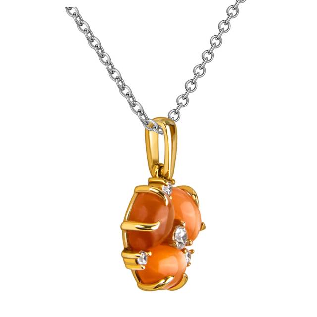 Кулон из жёлтого золота с кварцами и фианитами (057912)