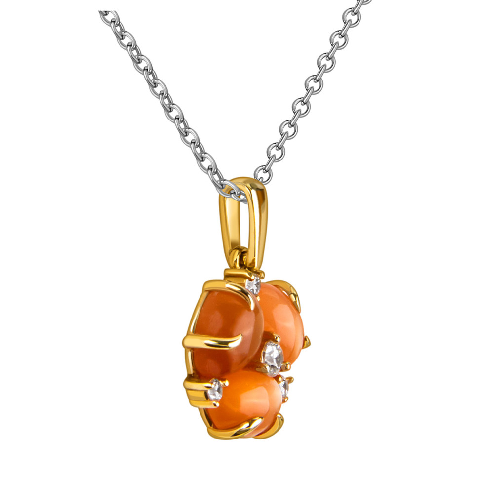 Кулон из жёлтого золота с кварцами и фианитами (057912)