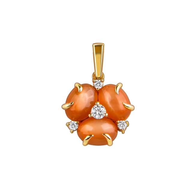 Кулон из жёлтого золота с кварцами и фианитами (057912)