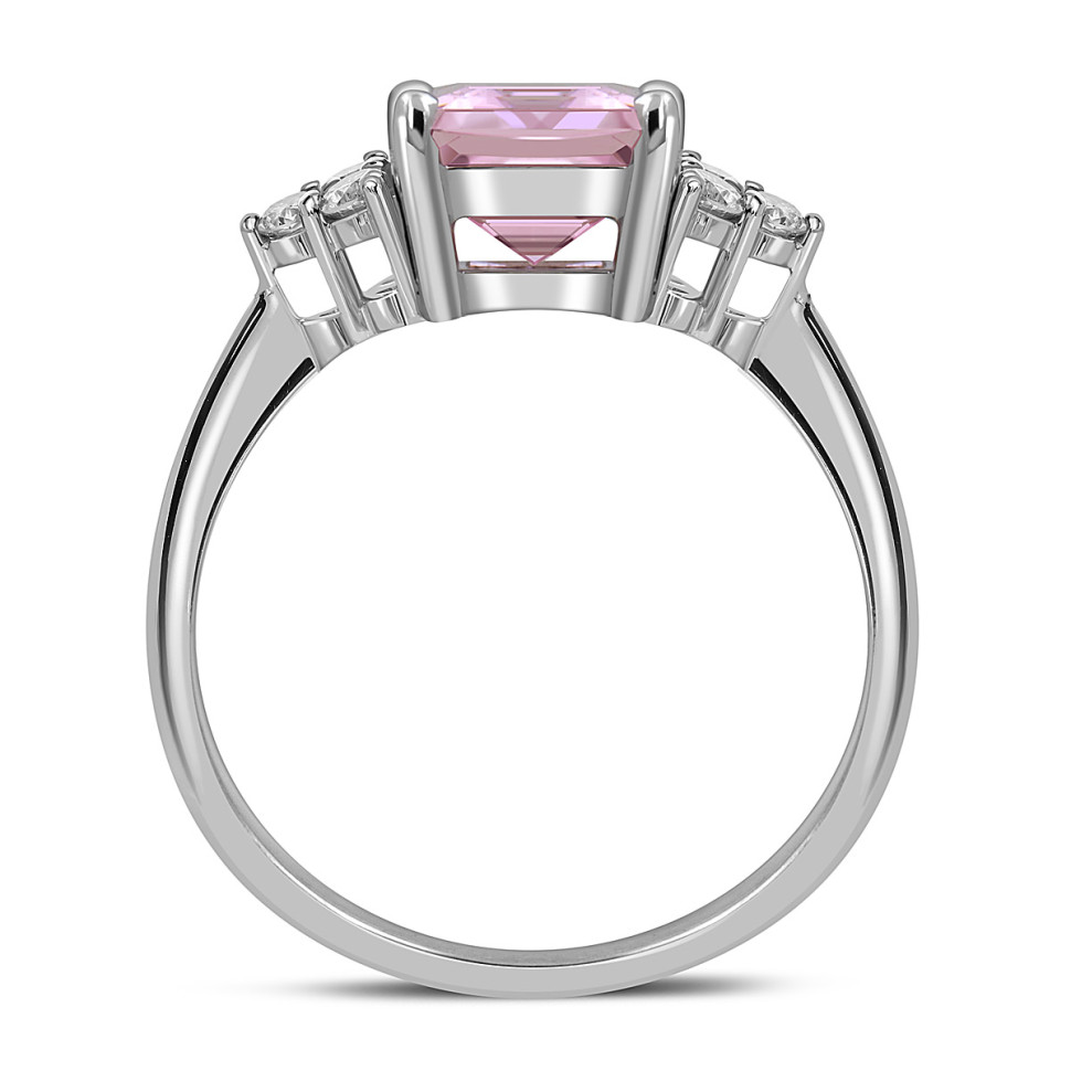 Кольцо из белого золота с бриллиантами и морганитом (055559)