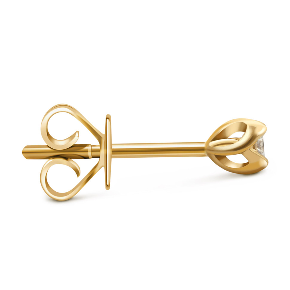 Серьги пусеты из жёлтого золота с бриллиантами (024326)