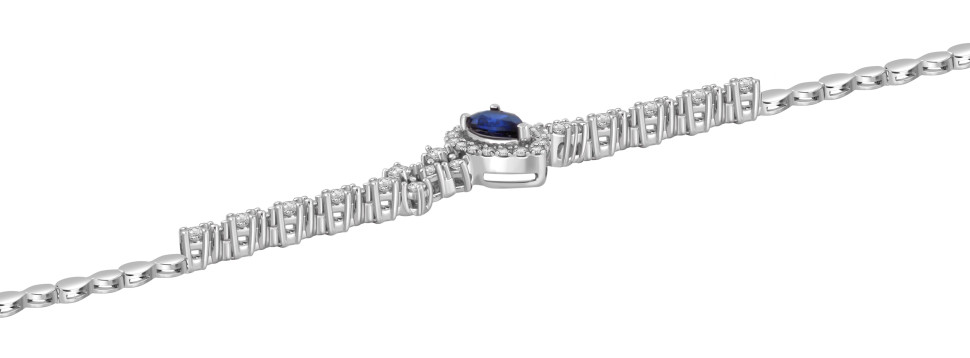 Браслет из белого золота с бриллиантами  и сапфиром (039965)