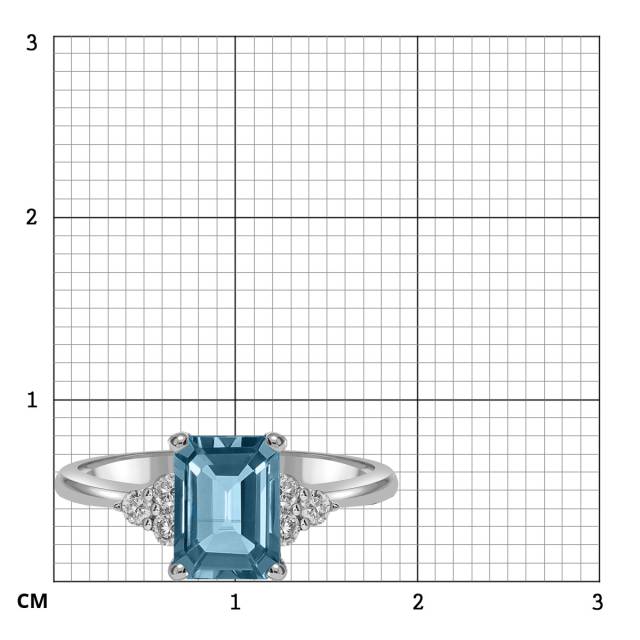 Кольцо из белого золота с бриллиантами и лондон топазом (059127)