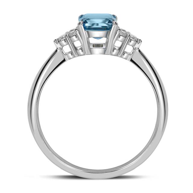 Кольцо из белого золота с бриллиантами и лондон топазом (059127)