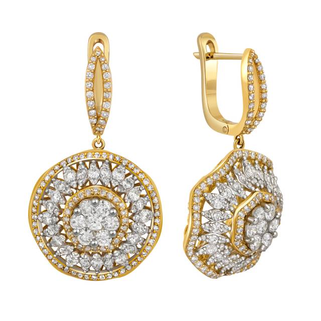 Серьги из жёлтого золота с бриллиантами (040401)