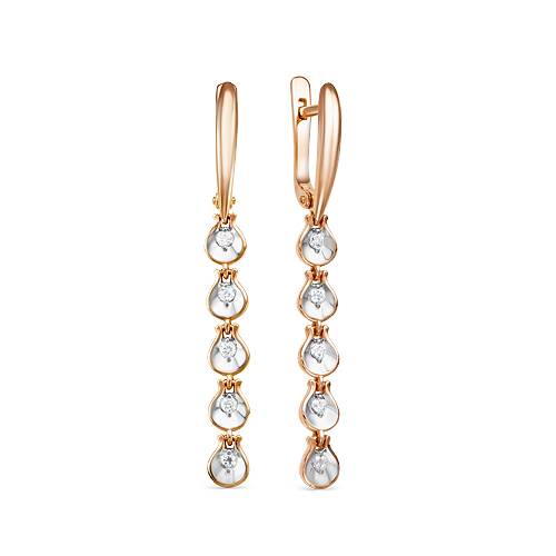 Серьги из комбинированного золота с бриллиантами (043793)