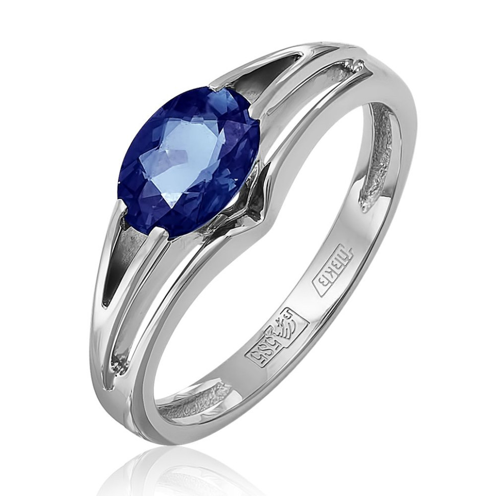 Кольцо из белого золота с сапфиром (052837)