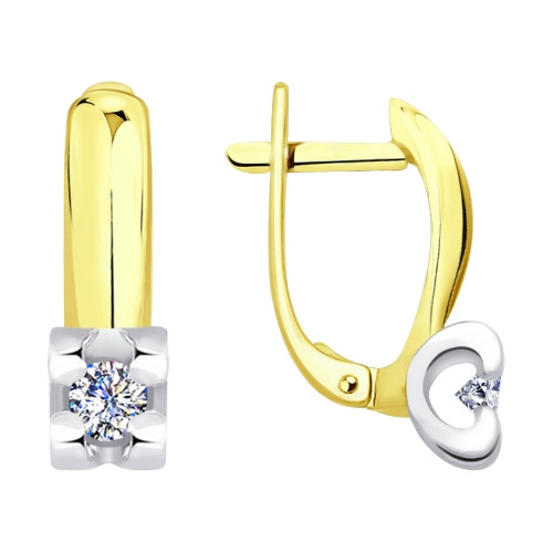 Серьги из комбинированного золота с бриллиантами (036434)