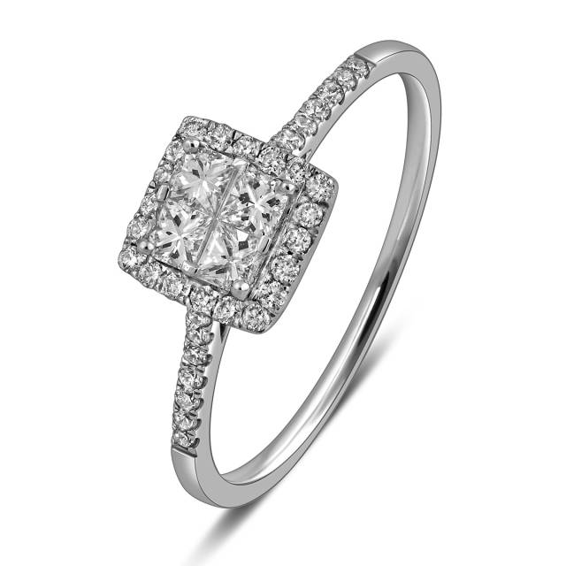 Кольцо из белого золота с бриллиантами (057700)