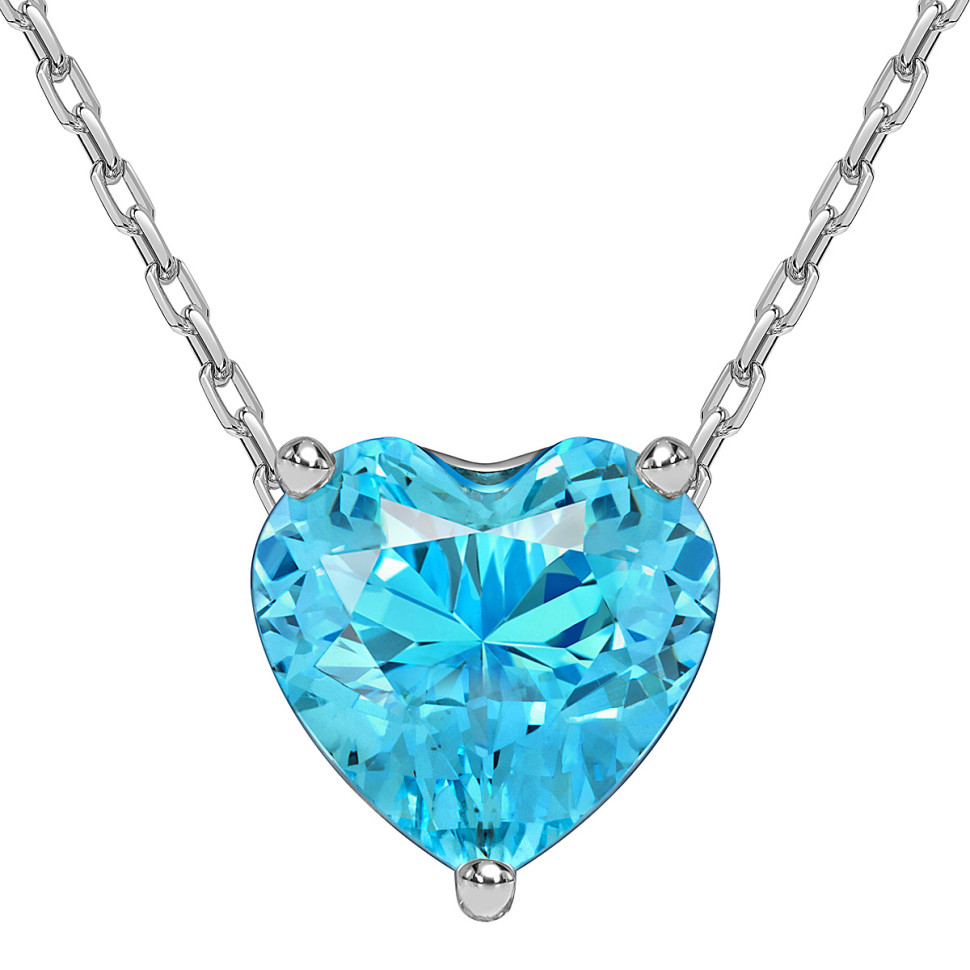Колье из белого золота с аквамарином Сердце (058467)