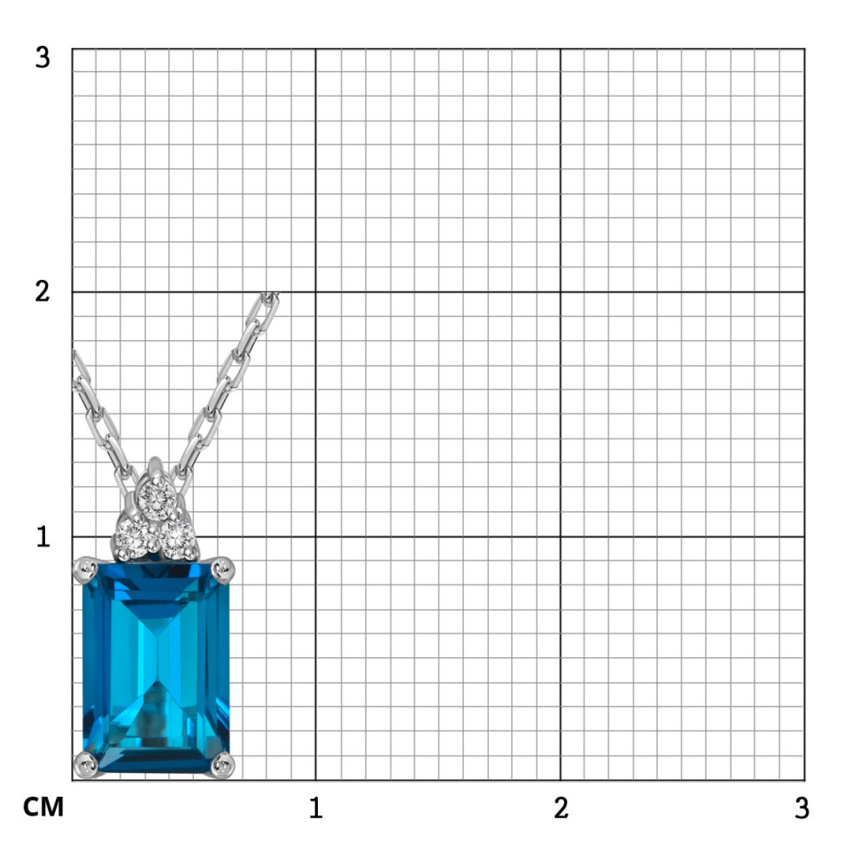 Колье из белого золота с бриллиантами и лондон топазом (059395)