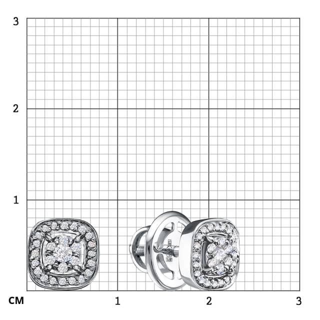 Серьги пусеты из платины с бриллиантами (058382)